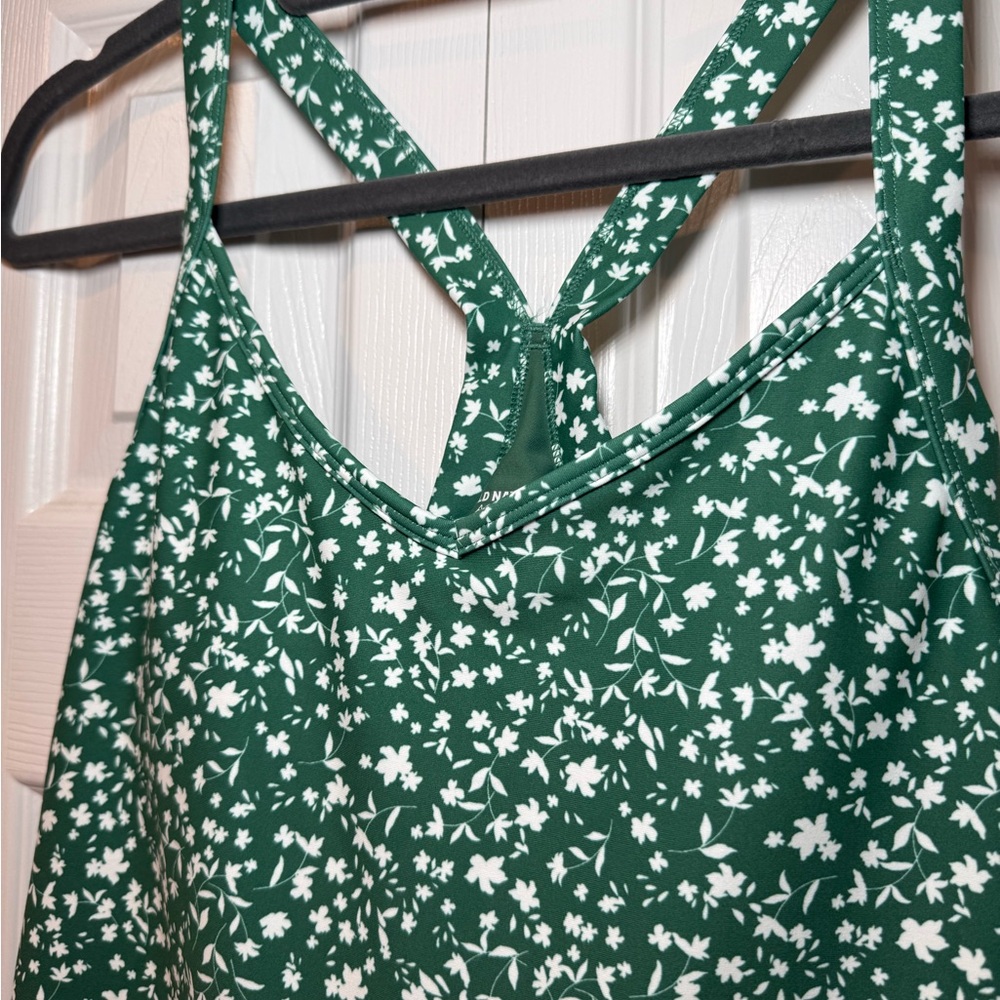 Old Navy Green and White Floral Activewear Romper - Picture 2 of 7